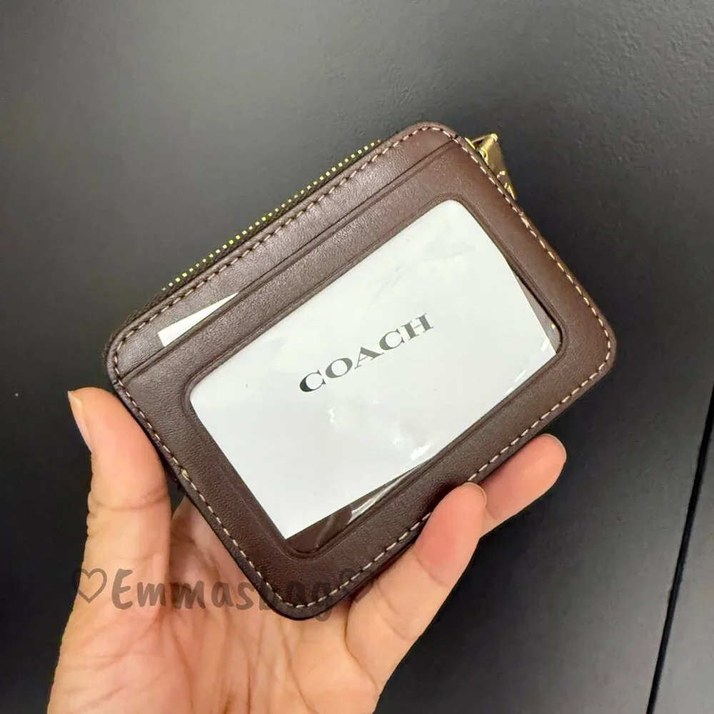 Coach Zip Card Case CCV89 smooth leather/Gold/Maple - Picture 2 of 7